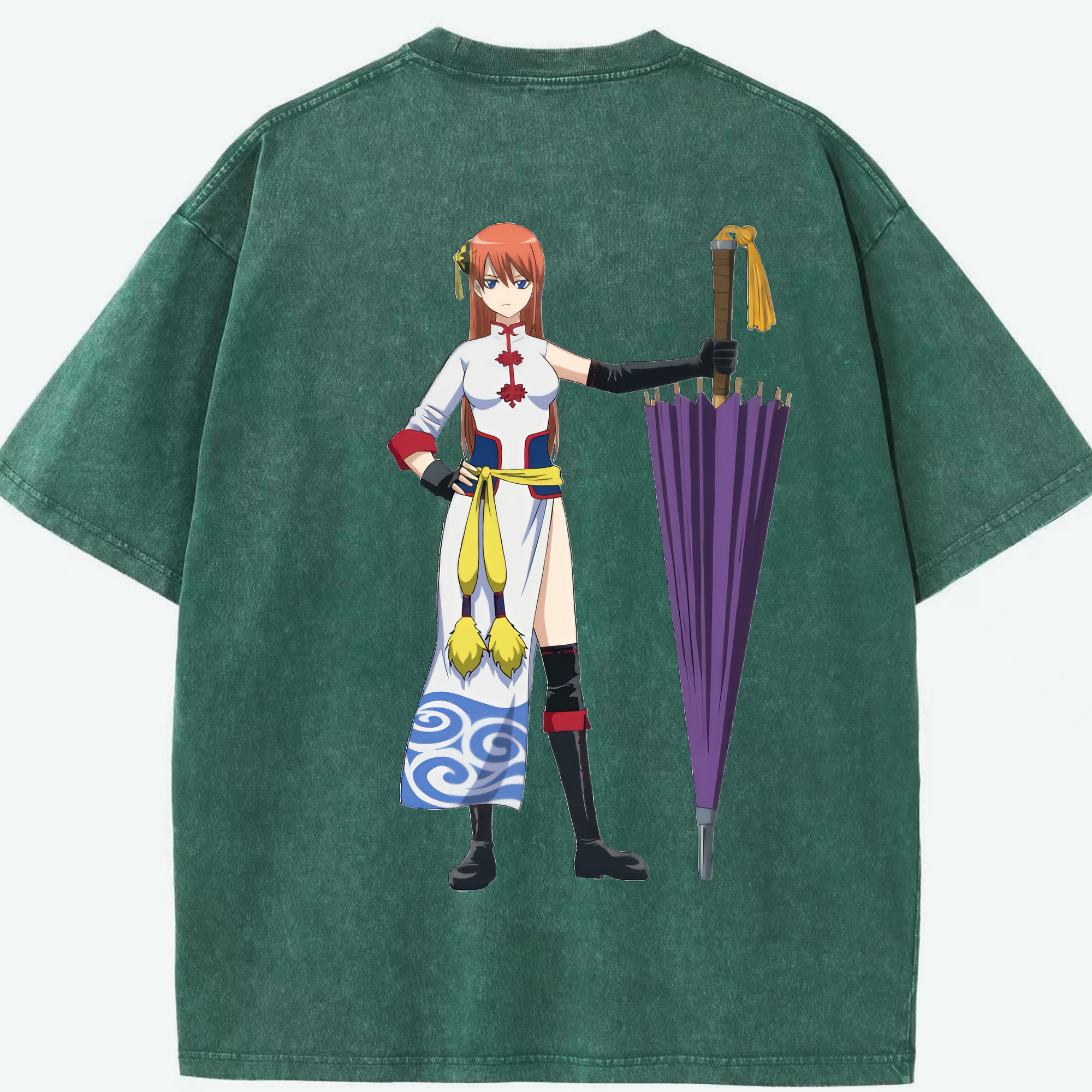 （画像用） ぎんたま 坂田銀時（さかたぎんとき） 神楽 志村新八（しむら しんぱち） GINTAMA Sakata Gintoki Kagura Shimura Shinpachi 綿100% ヴィンテージ風 半袖Tシャツ（背面プリント）